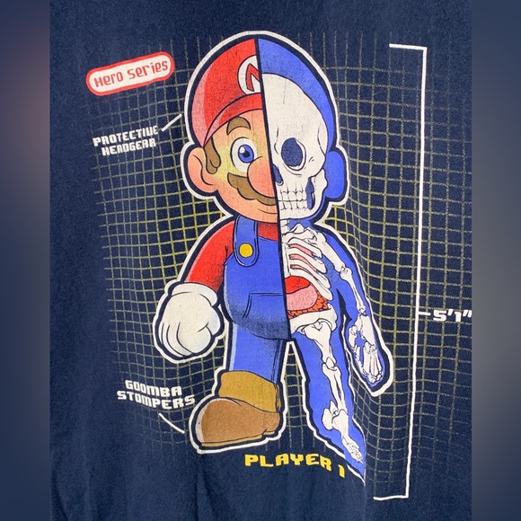 Mario Dissection Skeleton Ecroche Navy Blue Shirt in L - Picture 1 of 4